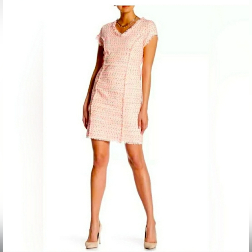 Elegant Pink Tweed Dress